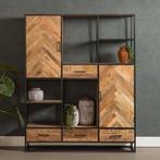 Vakkenkast Mangohout GwennXL, Huis en Inrichting, Kasten | Boekenkasten, 150 tot 200 cm, Nieuw, Industriële meubels, Overige houtsoorten