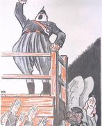 Fascist spreekt mensen toe op spotprent (lijst optie), Verzenden