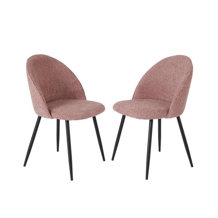 Lot de 2 chaises en bouclé - Smokey Rose - Hauteur dassise, Maison & Meubles, Accessoires pour la Maison | Autre, Neuf, Envoi