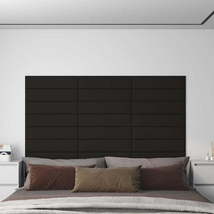 vidaXL Wandpanelen 12 st 1,08 m² 60x15 cm stof zwart, Doe-het-zelf en Bouw, Platen en Panelen, Nieuw, Verzenden