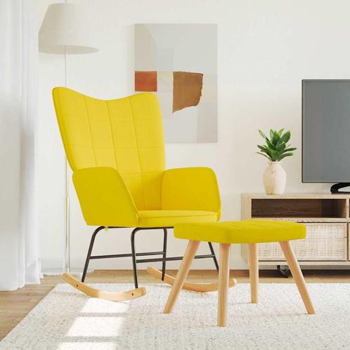 vidaXL Schommelstoel met voetenbank stof mosterdgeel, Huis en Inrichting, Stoelen, Nieuw, Verzenden