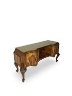 Wandtafel - Walnoot, Hout, Glas, Messing, Wortelnotenhout, Antiek en Kunst