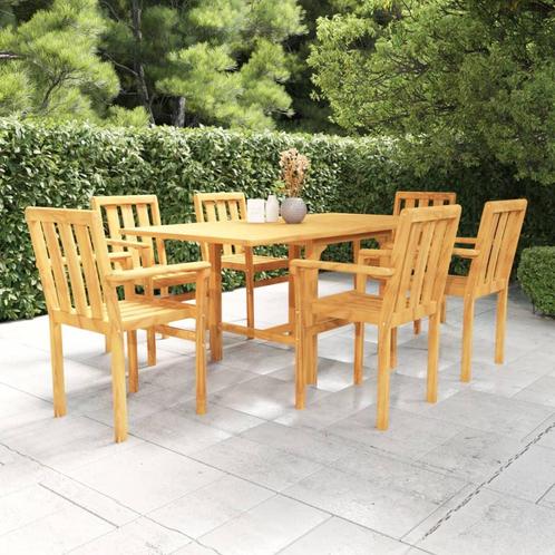 vidaXL Ensemble à manger de jardin 7 pcs Bois de teck, Jardin & Terrasse, Ensembles de jardin, Neuf, Envoi