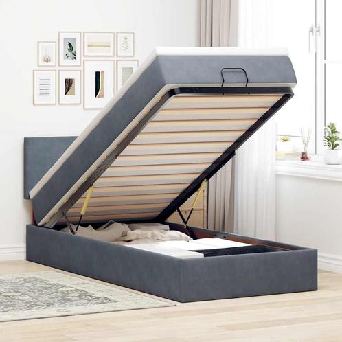 vidaXL Ottoman bed met matras 90x200cm fluweel donkergrijs, Huis en Inrichting, Slaapkamer | Bedden, Nieuw, Verzenden