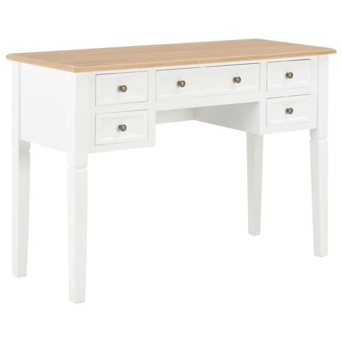vidaXL Schrijftafel 109,5x45x77,5 cm hout wit, Huis en Inrichting, Bureaus, Nieuw, Verzenden
