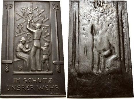 Einseitige Eisenguss-neujahrsplakette 1935 Eisenguss Lauc..., Timbres & Monnaies, Pièces & Médailles, Envoi