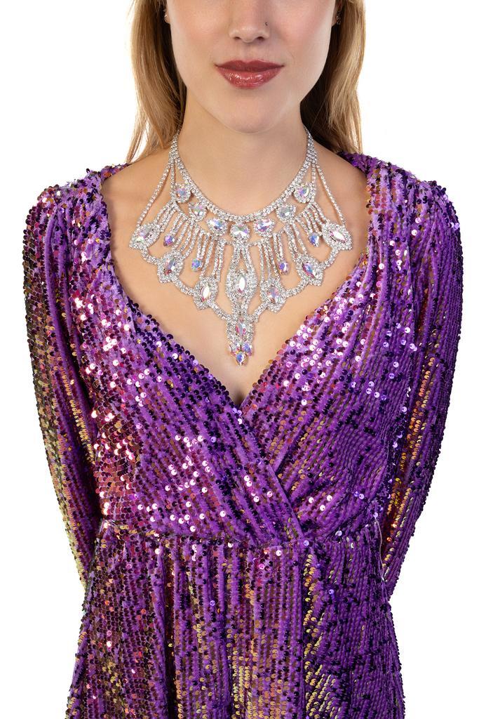 Grote Diamanten Zilveren Halsketting Ketting Zilver Glitter, Handtassen en Accessoires, Kettingen, Zilver, Nieuw, Ophalen of Verzenden