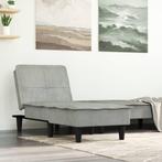 Lichtgrijze fluwelen chaise longue | Retour Deal | Nu met..., Huis en Inrichting, Eenpersoons, 125 tot 150 cm, Verzenden, Nieuw