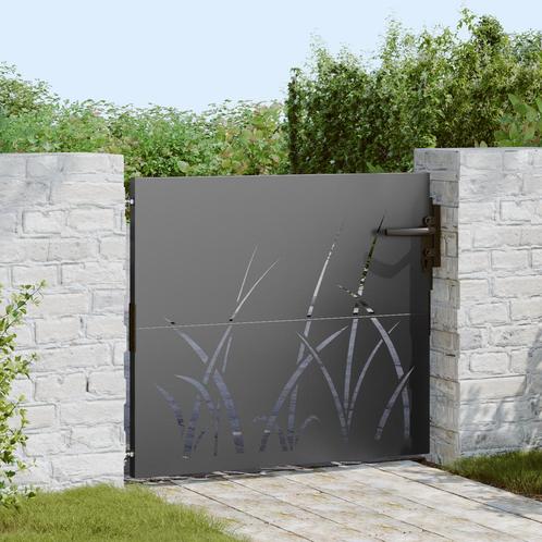 vidaXL Tuinpoort met slot Zwart Poedercoated staal, Tuin en Terras, Tuinpoorten, Nieuw, Verzenden