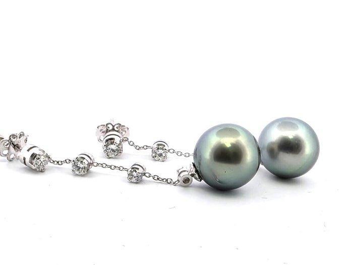 Oorbellen - 18 karaat Witgoud Parel - Diamant, Bijoux, Sacs & Beauté, Boucles d'oreilles