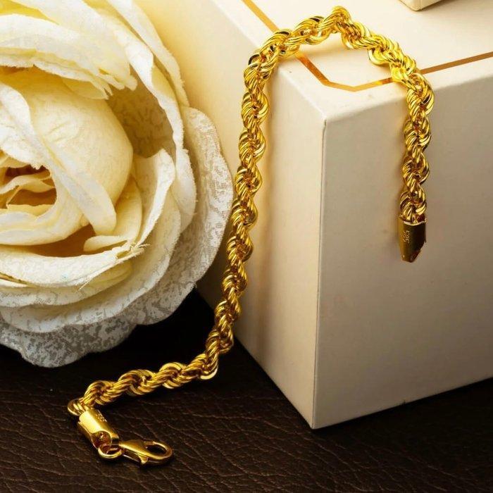 Handmade - Schakelarmband - 14 karaat Geel goud - Rope Chain, Handtassen en Accessoires, Antieke sieraden