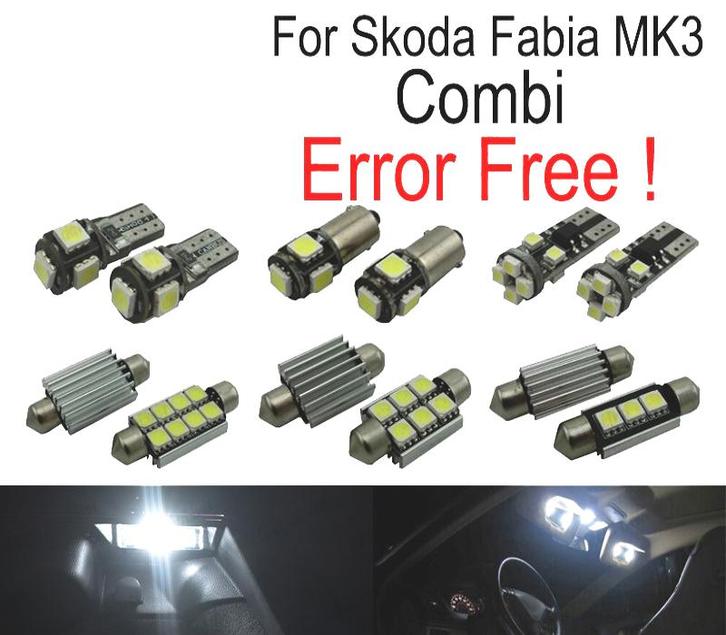 Kit 12 Ampoules Led Intérieur Pour Skoda Fabia 3 Mk3 Mk III, Auto-onderdelen, Verlichting, Verzenden