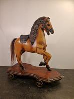 onbekend - Sculpture, Paard op wielen - 38 cm - Bois - 1950, Antiquités & Art