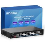 Nicgiga 24 poorten - gigabit PoE switch - 300W - 2 gb up -, Verzenden