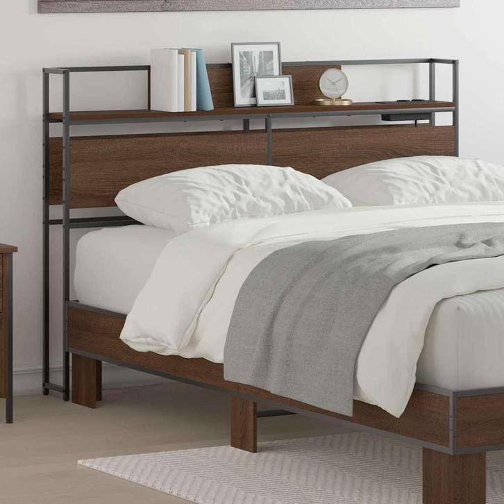 vidaXL Opberghoofdbord met plank bruin eikenkleur 120 cm, Huis en Inrichting, Slaapkamer | Bedden, Nieuw, Verzenden