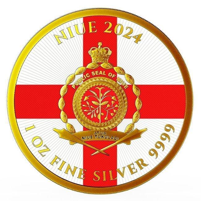 1 Troy Ounce - Zilver .999 - 2024 1 oz Niue English Lion, Postzegels en Munten, Edelmetalen en Baren