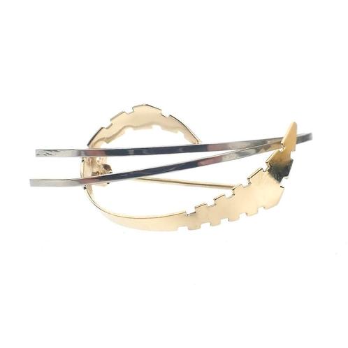 Bicolor fantasie broche (zirconia, vintage, gouden broche), Handtassen en Accessoires, Broches, Overige kleuren, Gebruikt, Goud