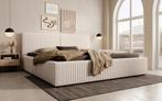 Meubella | Tweepersoonsbed 180x200 beige fluffy ribstof, Verzenden, Nieuw, 180 cm