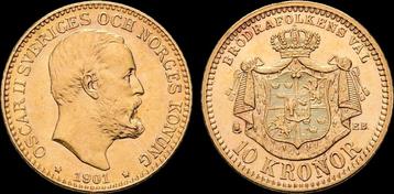 Sweden Oskar Ii 10 kronen 1901 goud beschikbaar voor biedingen