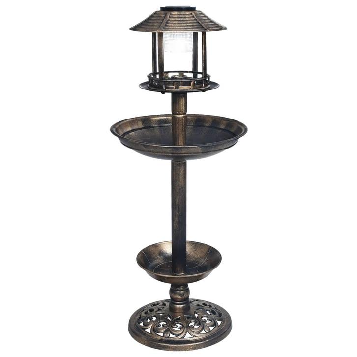 vidaXL Vogelbadje met solar LED-verlichting kunststof, Tuin en Terras, Vogelhuisjes en Vogelbaden, Nieuw, Verzenden