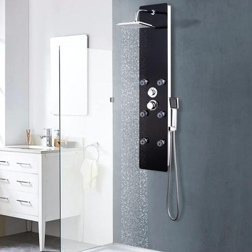 vidaXL Douchepaneel 25x44,6x130 cm glas zwart, Doe-het-zelf en Bouw, Sanitair, Nieuw, Verzenden