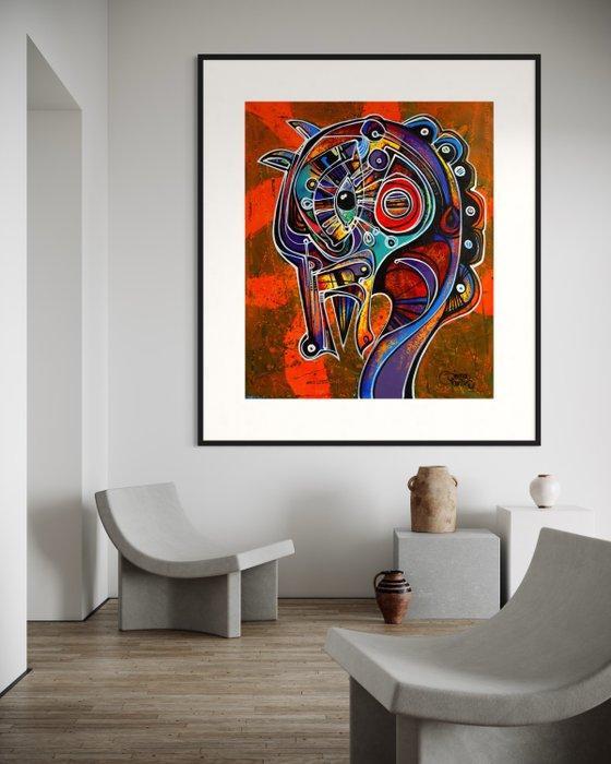 Simeon Gonzales - Caballito en Rojo XL (NO RESERVE PRICE), Antiek en Kunst, Kunst | Schilderijen | Modern