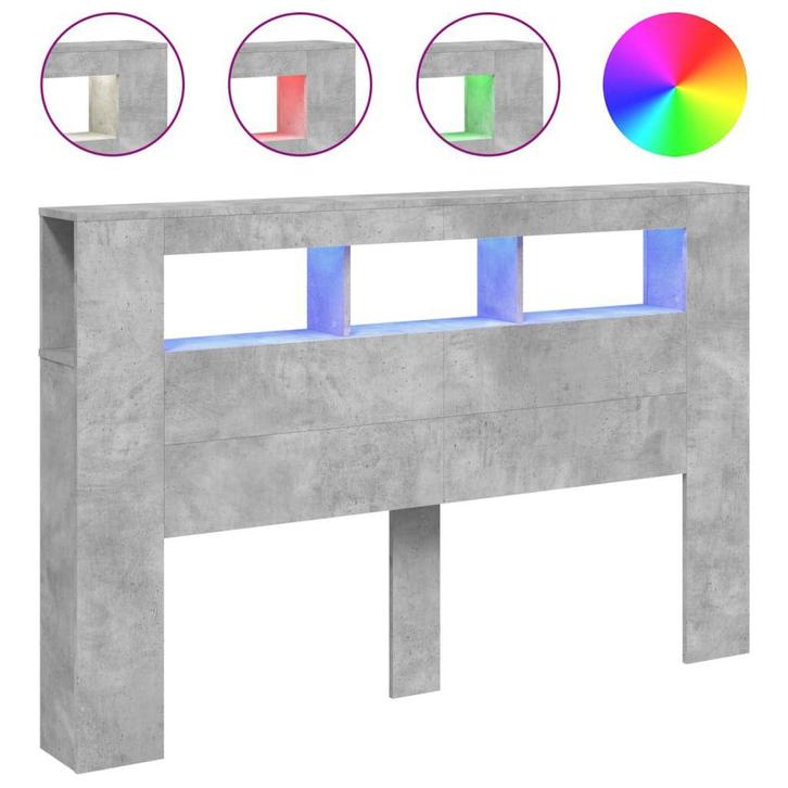 Hoofdeinde LED | 160cm | Betongrijs | OP = OP | Slaapkamer, Huis en Inrichting, Slaapkamer | Bedden, 160 cm, 190 cm of minder