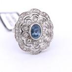 Bague Platine - 1.40ct. tw. Aigue-marine - Diamant - Art, Handtassen en Accessoires, Ringen, Nieuw