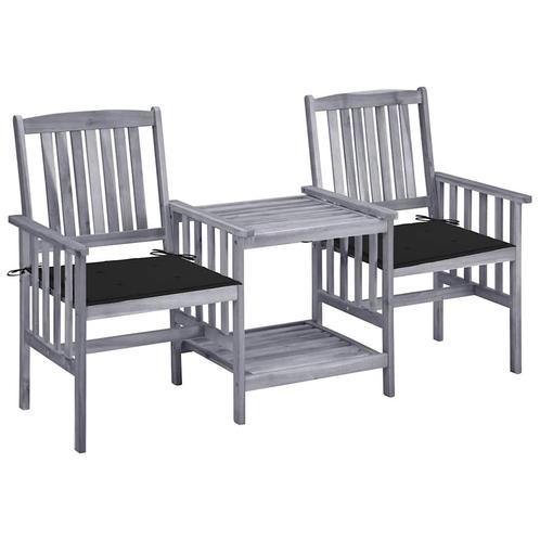 vidaXL Tuinstoelen met tafeltje en kussens massief, Tuin en Terras, Tuinsets en Loungesets, Nieuw, Verzenden