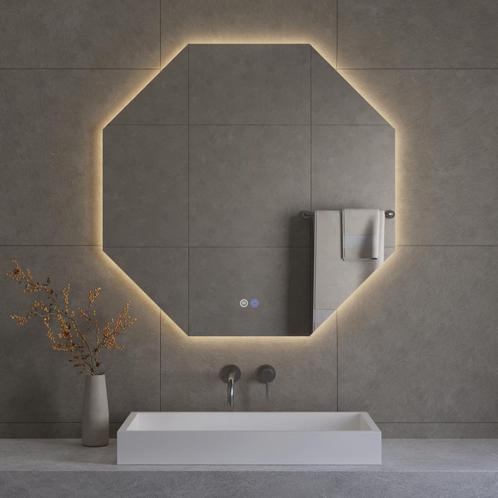Octagon Spiegel incl. Verwarming en LED Verlichting Best, Doe-het-zelf en Bouw, Sanitair, Bad, Nieuw, Ophalen of Verzenden