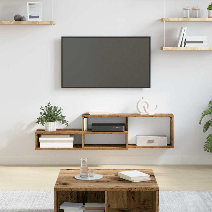 vidaXL Wand TV Stand 120 x 25 x 28,5 cm Bewerkt hout, Huis en Inrichting, Kasten |Televisiemeubels, Nieuw, Verzenden