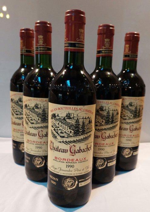 1990 Chateau Gabachot - Bordeaux - 6 Flessen (0.75 liter), Collections, Vins