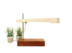 XL Vintage Fluorescent desk lamp with a solid wooden base