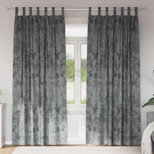 vidaXL Gordijn met gordijnen 2 pcs Grijs 225 x 140 cm, Huis en Inrichting, Stoffering | Gordijnen en Lamellen, Nieuw, Verzenden