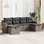 vidaXL 6-delige Loungeset met kussens poly rattan grijs, Verzenden, Loungeset