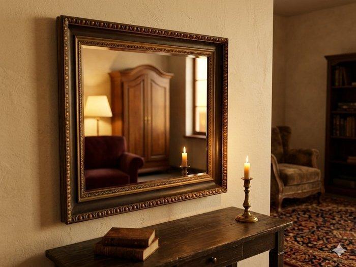 Fotolijst - Hout, spiegel - Oogvensterraam, Antiquités & Art, Curiosités & Brocante