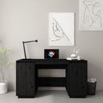 vidaXL Bureau 140x50x75 cm massief grenenhout zwart, Verzenden