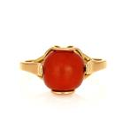 Ring - 18 karaat Geel goud Koraal, Handtassen en Accessoires, Ringen, Nieuw