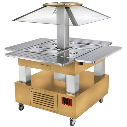 Eiland bain-marie warm buffet, gemotoriseerd koepel 4x GN, Zakelijke goederen, Horeca | Keukenapparatuur, Nieuw in verpakking