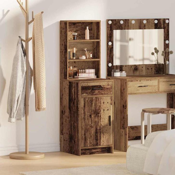 vidaXL Highboard met lade Oud hout 40 x 40,5 x 135 cm, Huis en Inrichting, Kasten | Dressoirs, Nieuw, Verzenden