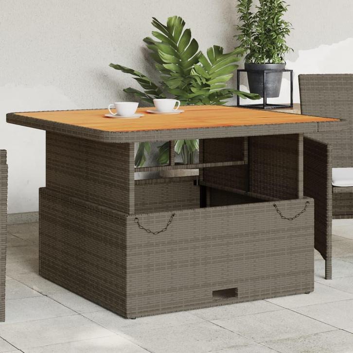 vidaXL Tuintafel 110x110x71 cm poly rattan en acaciahout, Tuin en Terras, Tuintafels, Nieuw, Verzenden
