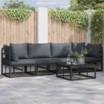 vidaXL Tuinbank Set 4 pcs Zwart 283 x 71.5 x 71 cm Aluminium, Tuin en Terras, Verzenden, Nieuw