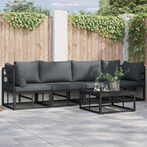 vidaXL Tuinbank Set 4 pcs Zwart 283 x 71.5 x 71 cm Aluminium, Tuin en Terras, Tuinsets en Loungesets, Nieuw, Verzenden