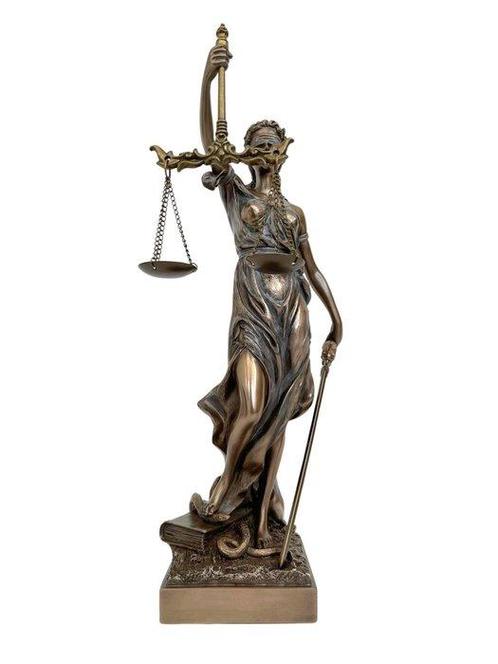 Statuette, Vrouwe Justitia - Bronskleurig - 31 cm - Résine, Antiquités & Art, Art | Objets design