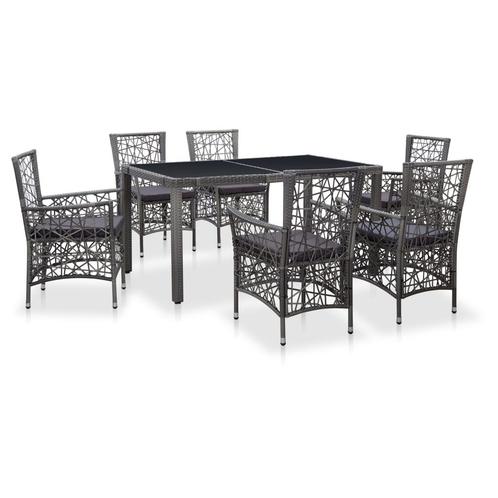 vidaXL 7-delige Tuinset poly rattan grijs, Tuin en Terras, Tuinsets en Loungesets, Tuinset, Nieuw, Verzenden