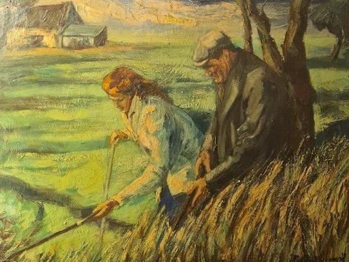 Piet van Wijngaerdt (1873-1964) - Paling ophalen uit de, Antiek en Kunst, Kunst | Schilderijen | Klassiek