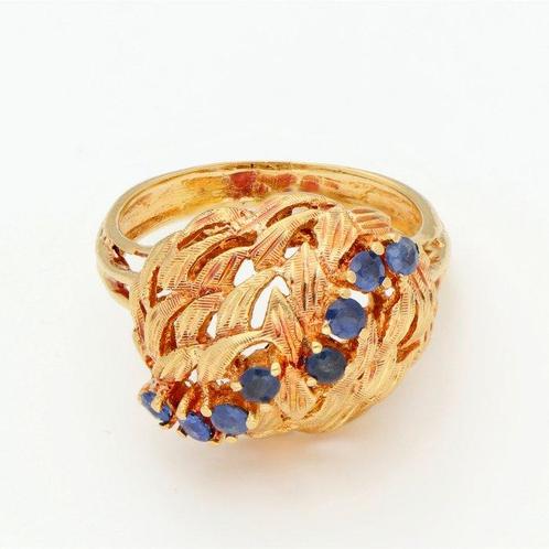 Bague - 18 carats Or jaune - Saphir, Handtassen en Accessoires, Ringen