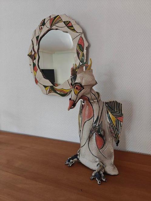 Mariette Groeneveld - Keramische vogel met spiegel, Antiek en Kunst, Antiek | Glaswerk en Kristal