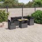 vidaXL 7-delige Loungeset met kussens poly rattan zwart, Tuin en Terras, Verzenden, Nieuw, Loungeset