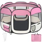 tectake Puppyren van polyester incl. draagtas - roze, Dieren en Toebehoren, Hondenhokken, Verzenden, Nieuw